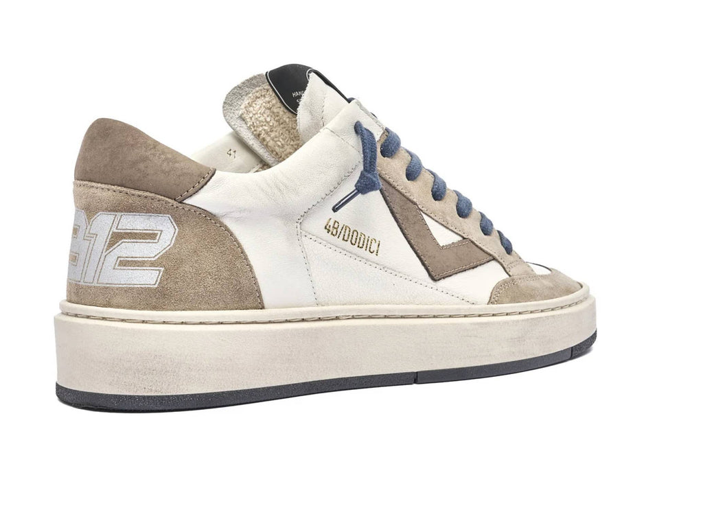 Scarpe uomo 4B12 sneakers in pelle bianco/ beige US25QB12 KYLE-U918