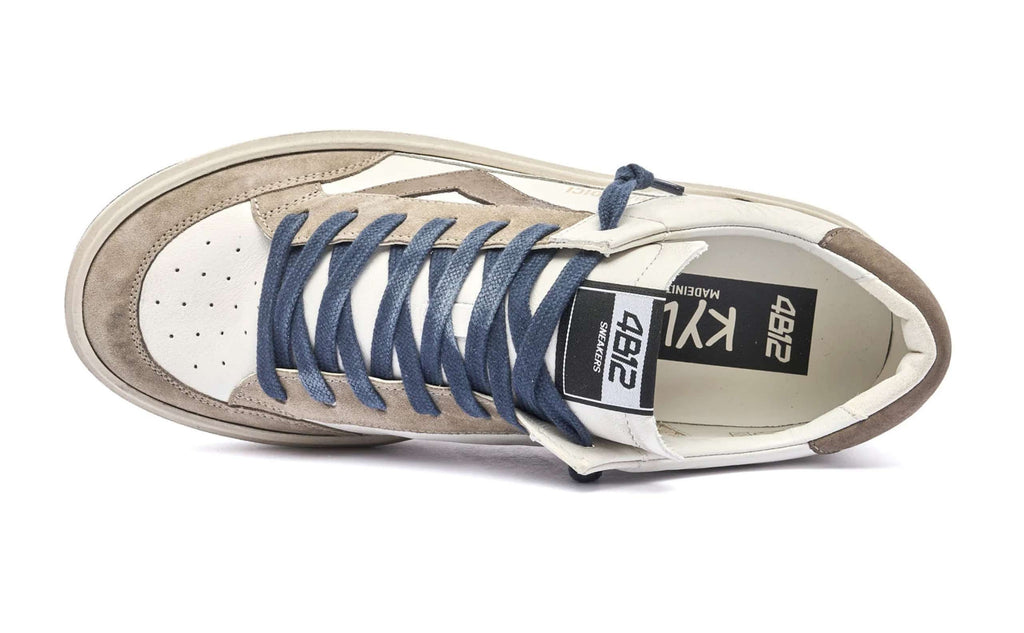 Scarpe uomo 4B12 sneakers in pelle bianco/ beige US25QB12 KYLE-U918