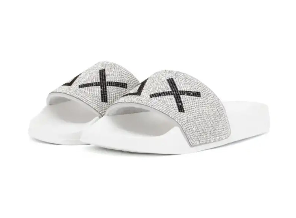 Slippers logo strass Sun68 01 bianco donna DS25SU24 X35205