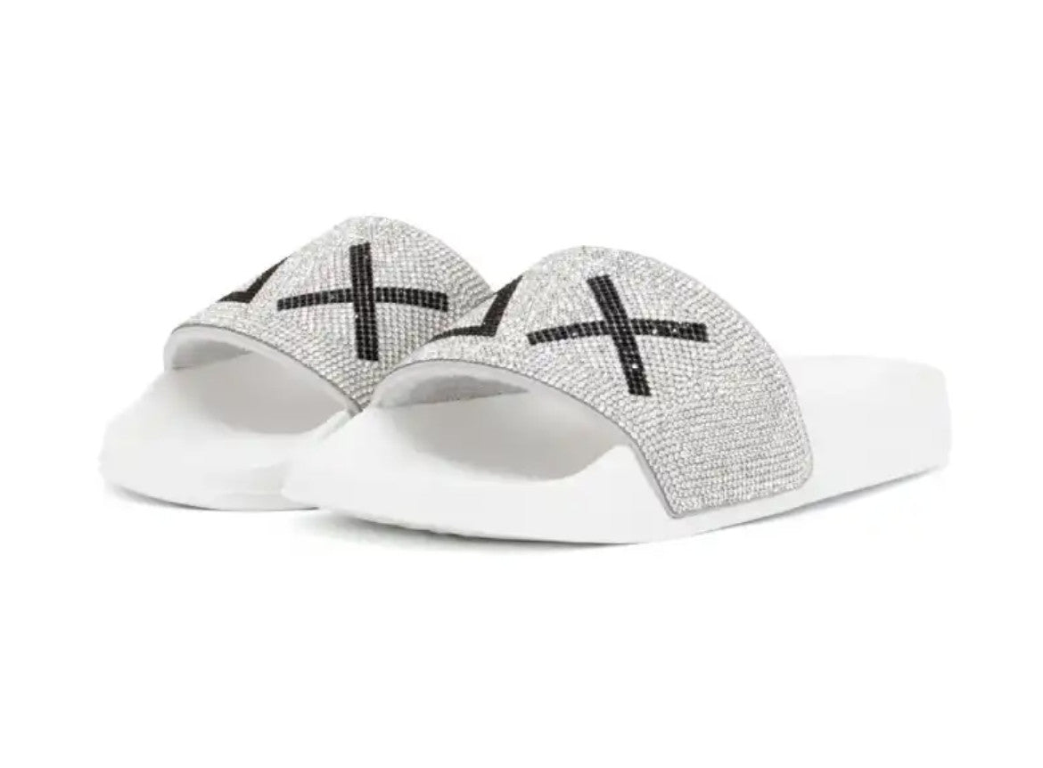Slippers logo strass Sun68 01 bianco donna DS25SU24 X35205