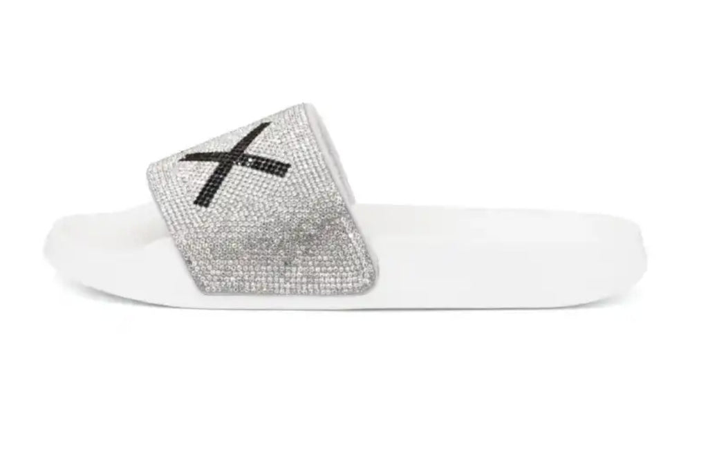 Slippers logo strass Sun68 01 bianco donna DS25SU24 X35205
