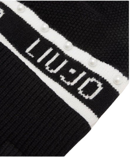 Berretto Liu jo beanie con logo nero/ bianco C26LJ03 TF5239 MA92F 03N66