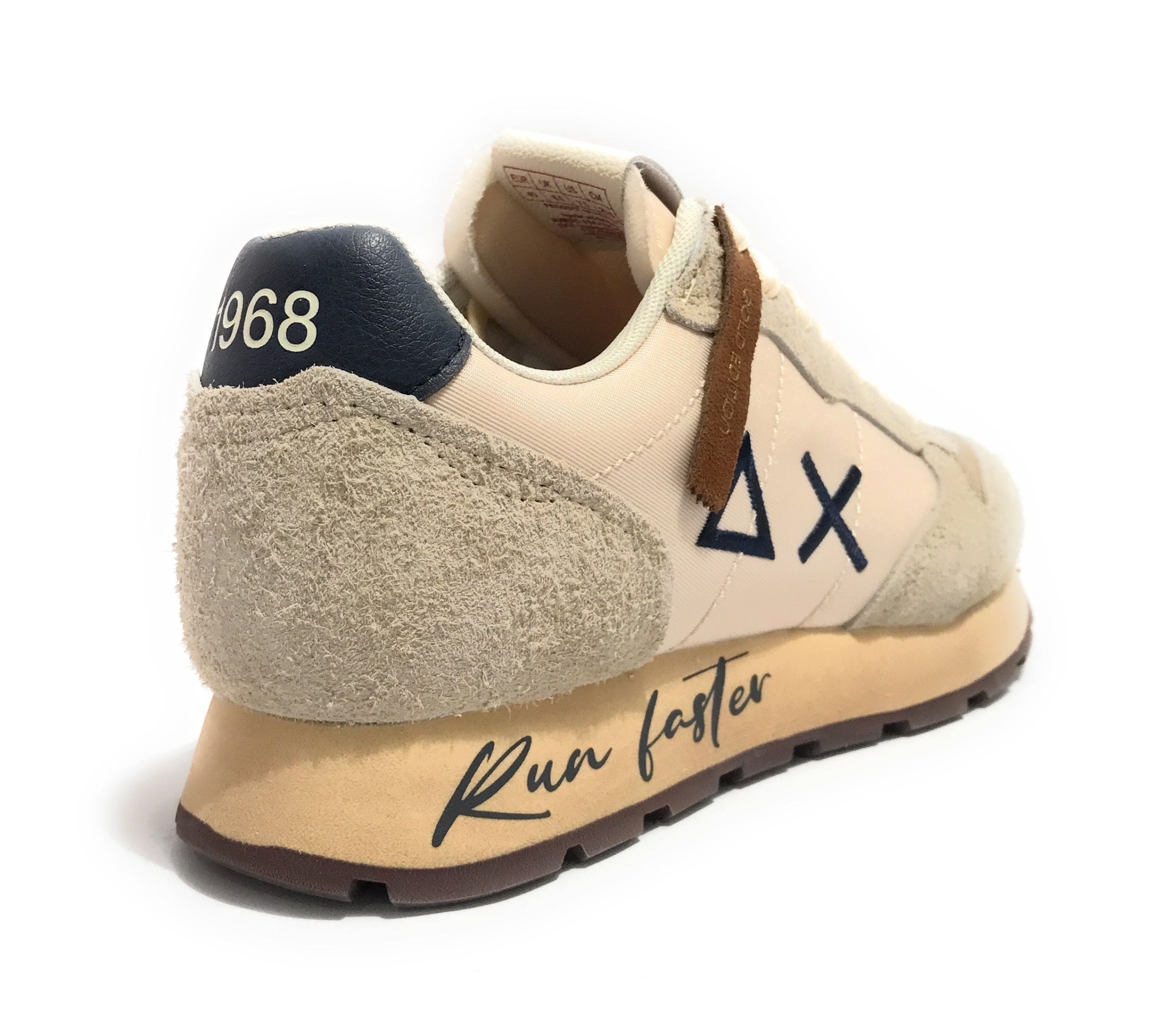 Sneaker running Sun68 Tom Vintage suede/ nylon bianco panna U26SU18 Z45105