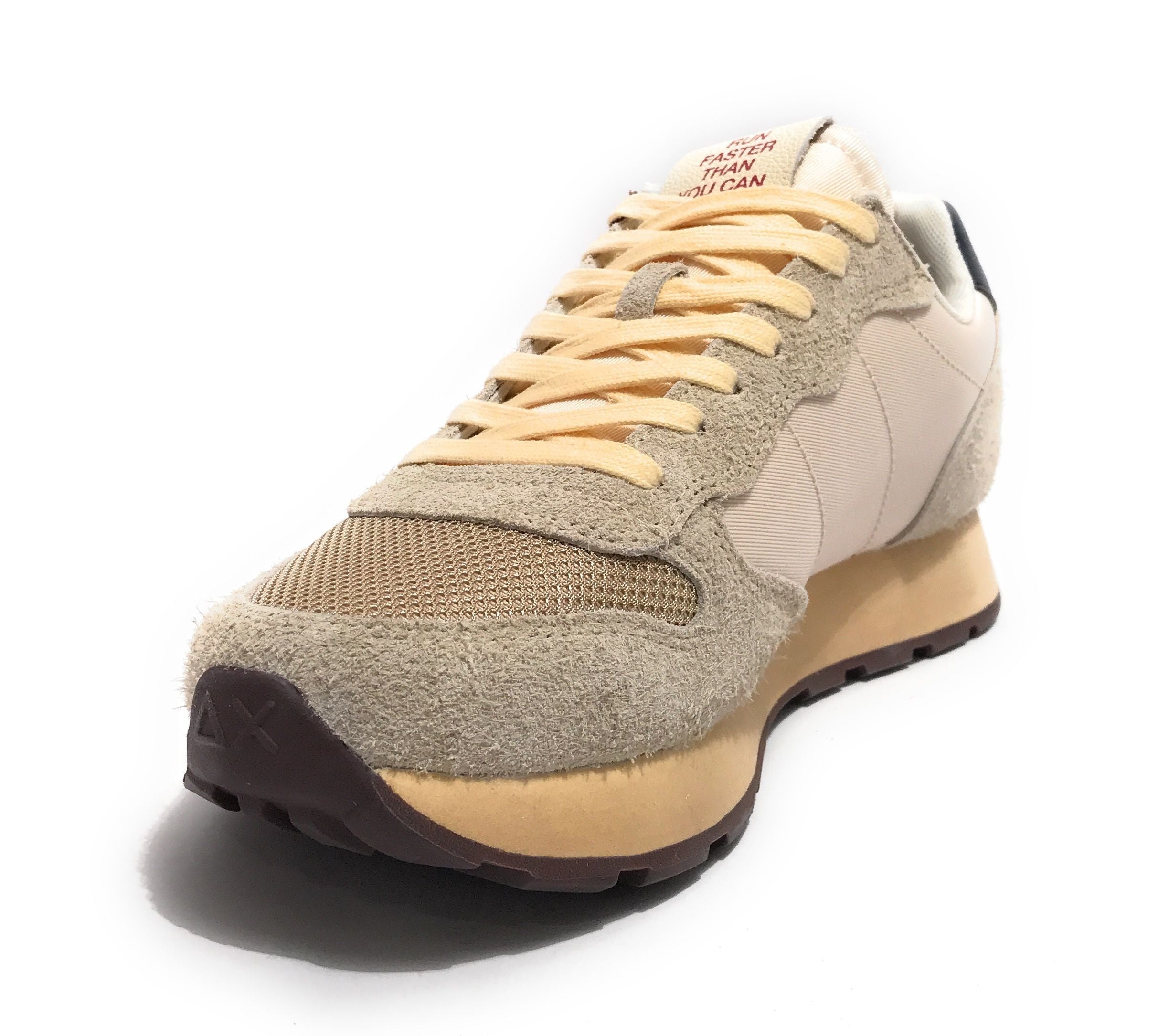 Sneaker running Sun68 Tom Vintage suede/ nylon bianco panna U26SU18 Z45105