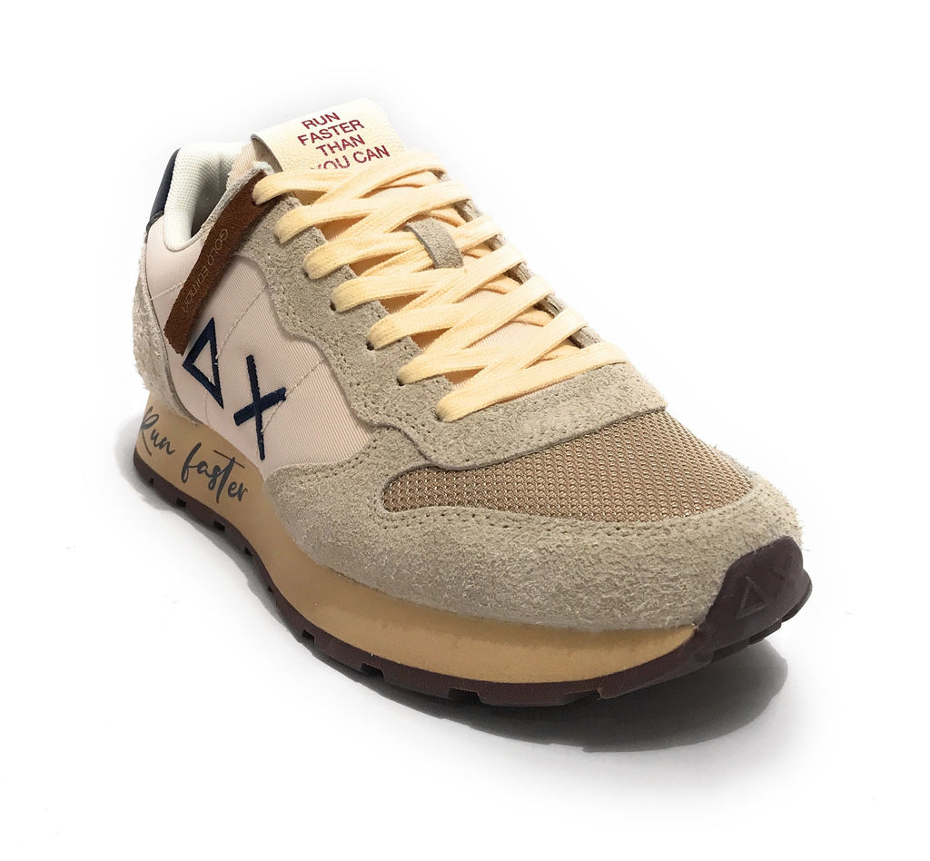 Sneaker running Sun68 Tom Vintage suede/ nylon bianco panna U26SU18 Z45105
