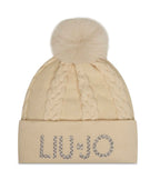 Berretto Liu jo beanie con ponpon oat milk C26LJ10 2F5058 M0300