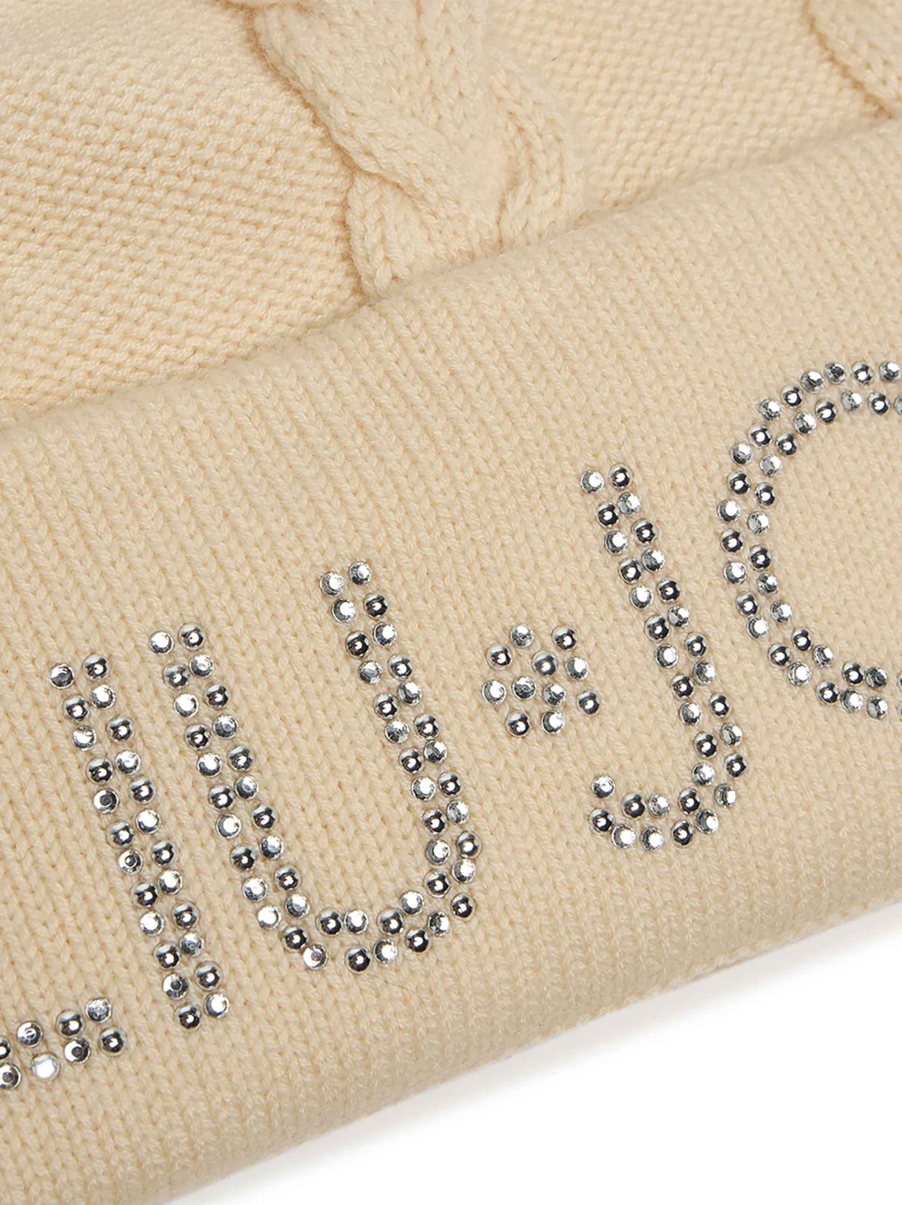 Berretto Liu jo beanie con ponpon oat milk C26LJ10 2F5058 M0300