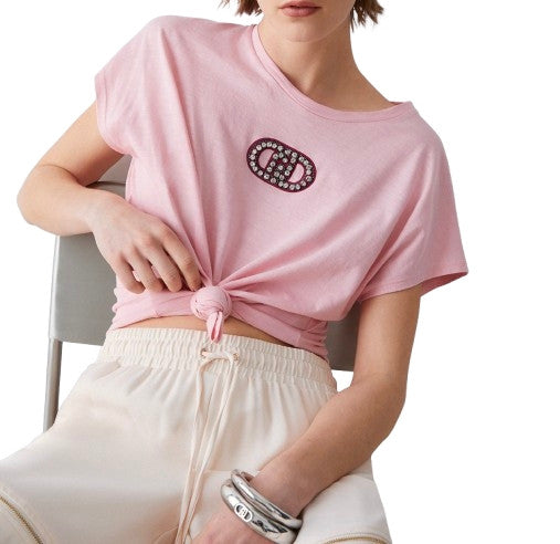 T-shirt donna Liu Jo petalo logo strass ES26LJ19 TA6164 JS870 P9191