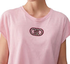 T-shirt donna Liu Jo petalo logo strass ES26LJ19 TA6164 JS870 P9191