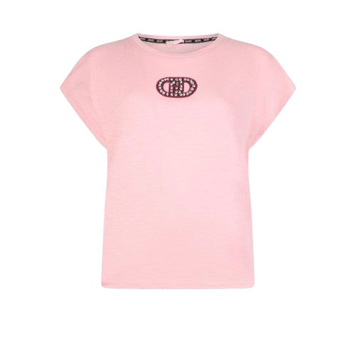 T-shirt donna Liu Jo petalo logo strass ES26LJ19 TA6164 JS870 P9191