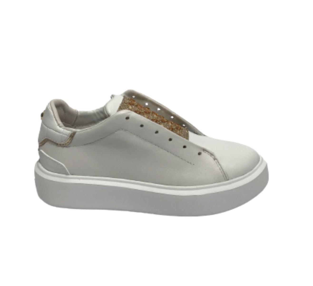 Sneaker Apepazza senza lacci Paris in pelle white/ gold DS22AP10 S2PIMP16