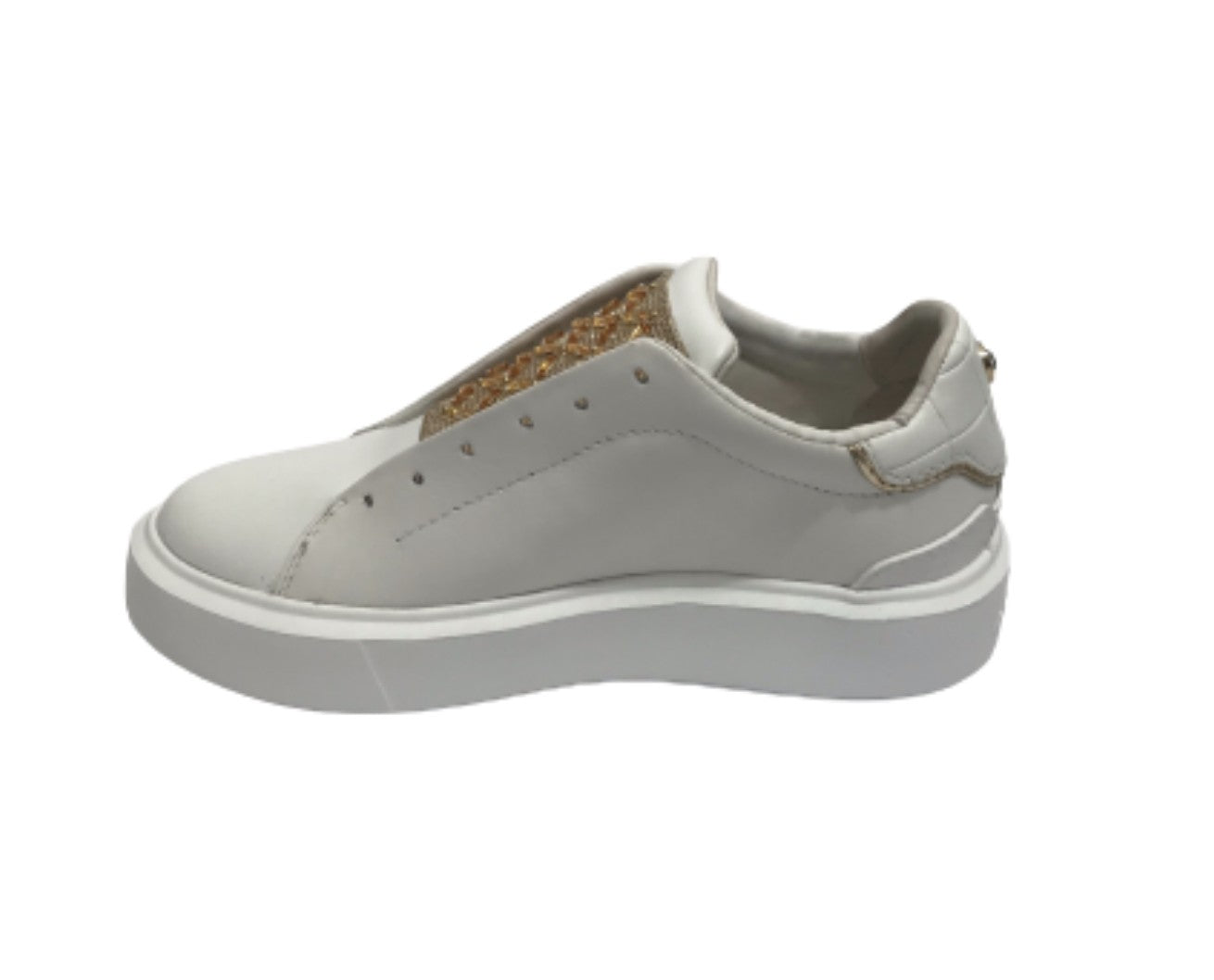 Sneaker Apepazza senza lacci Paris in pelle white/ gold DS22AP10 S2PIMP16