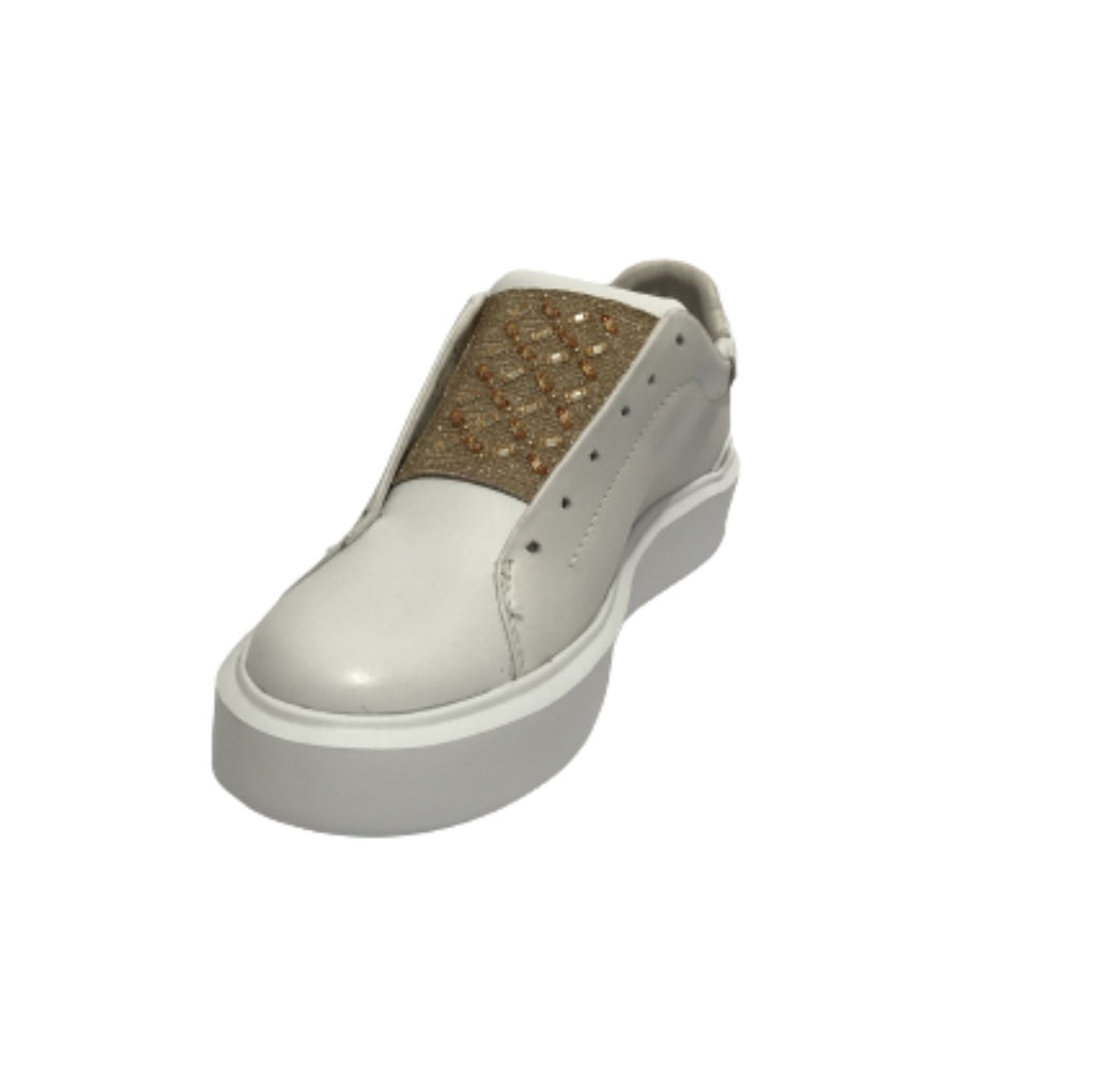Sneaker Apepazza senza lacci Paris in pelle white/ gold DS22AP10 S2PIMP16