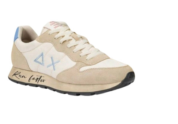 Sneaker running Sun68 Tom Vintage suede/ nylon bianco panna U25SU16 Z44105