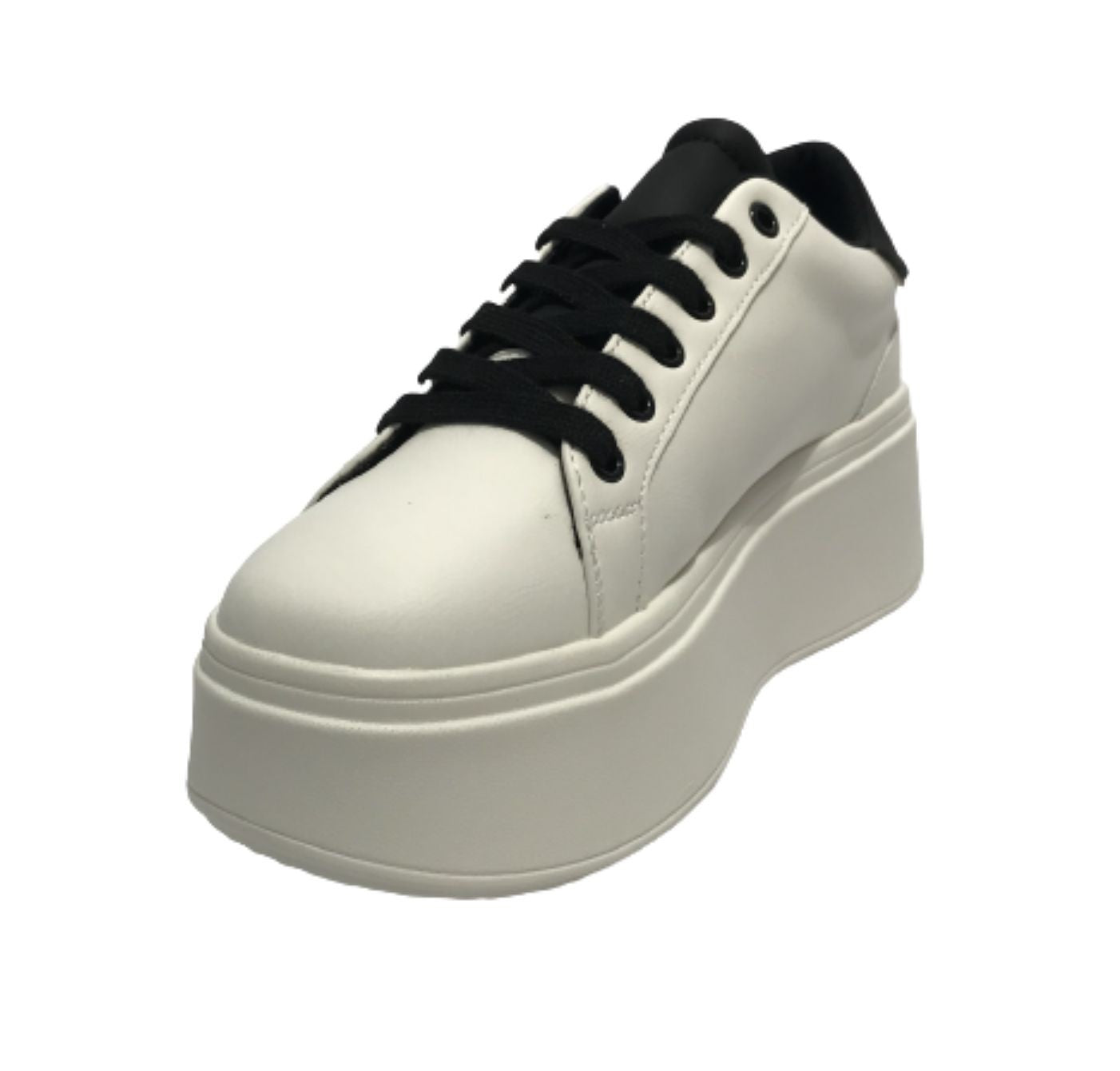 Scarpe donna sneaker Gold&gold a fondo alto in ecopelle bianco/ nero D23GG13 GB590