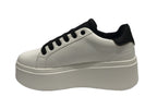 Scarpe donna sneaker Gold&gold a fondo alto in ecopelle bianco/ nero D23GG13 GB590