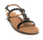 Scarpe donna sandalo Gold&gold con strass nero DS23GG24 GL739
