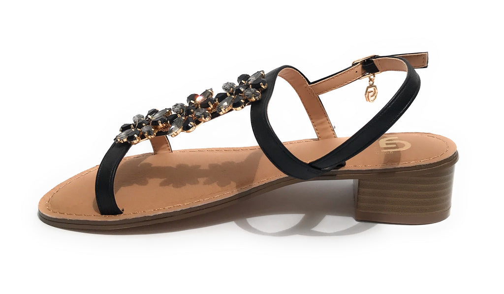 Scarpe donna sandalo Gold&gold con strass nero DS23GG24 GL739
