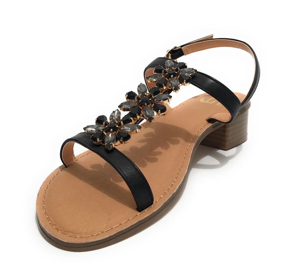 Scarpe donna sandalo Gold&gold con strass nero DS23GG24 GL739