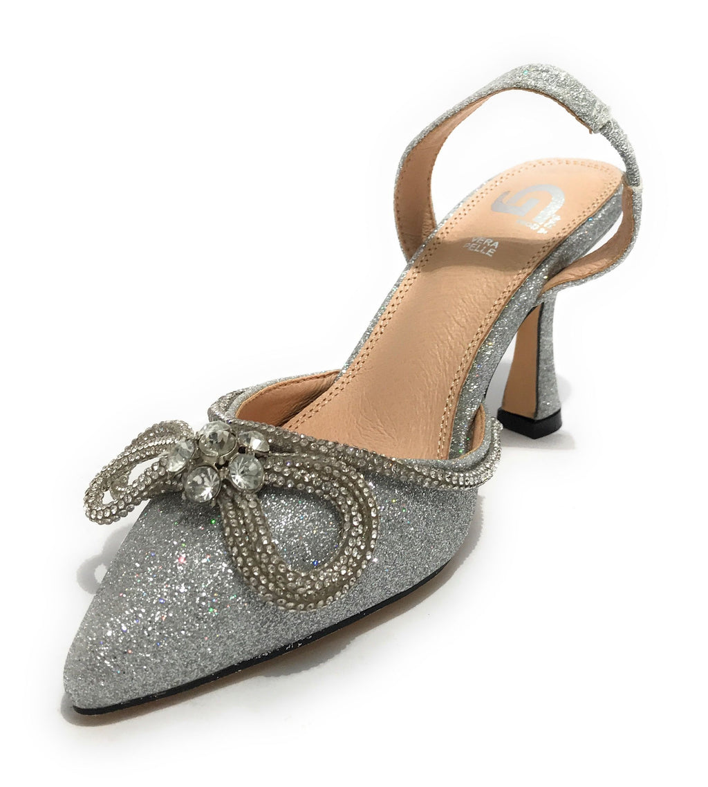 Scarpe donna Gold&gold decollete tallone aperto argento con glitter DS22GG21 GD569
