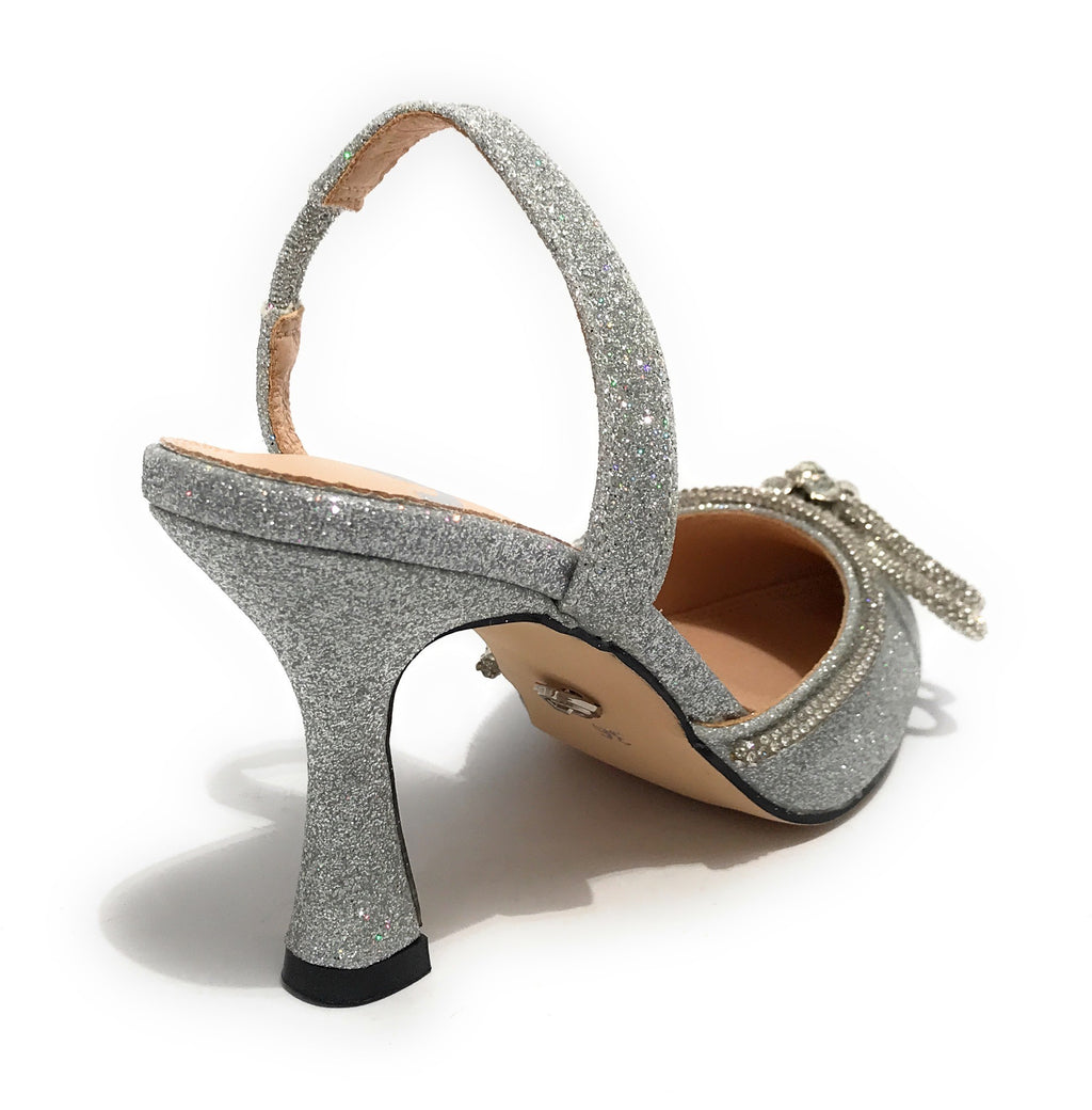 Scarpe donna Gold&gold decollete tallone aperto argento con glitter DS22GG21 GD569