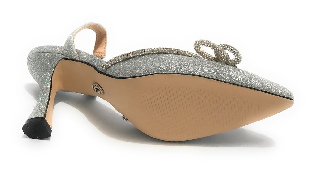 Scarpe donna Gold&gold decollete tallone aperto argento con glitter DS22GG21 GD569