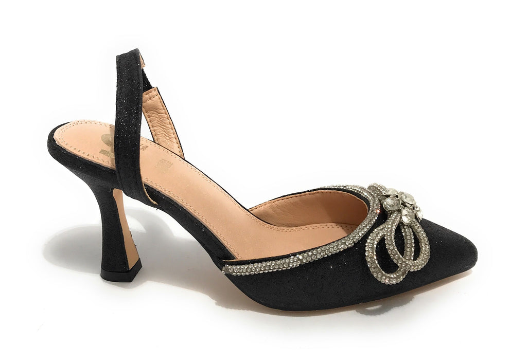 Scarpe donna Gold&gold decollete tallone aperto nero con glitter DS22GG22 GD569