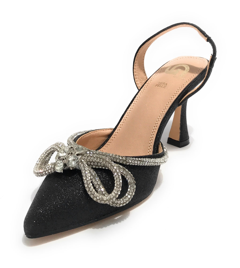Scarpe donna Gold&gold decollete tallone aperto nero con glitter DS22GG22 GD569