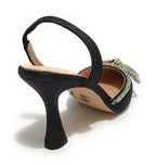 Scarpe donna Gold&gold decollete tallone aperto nero con glitter DS22GG22 GD569