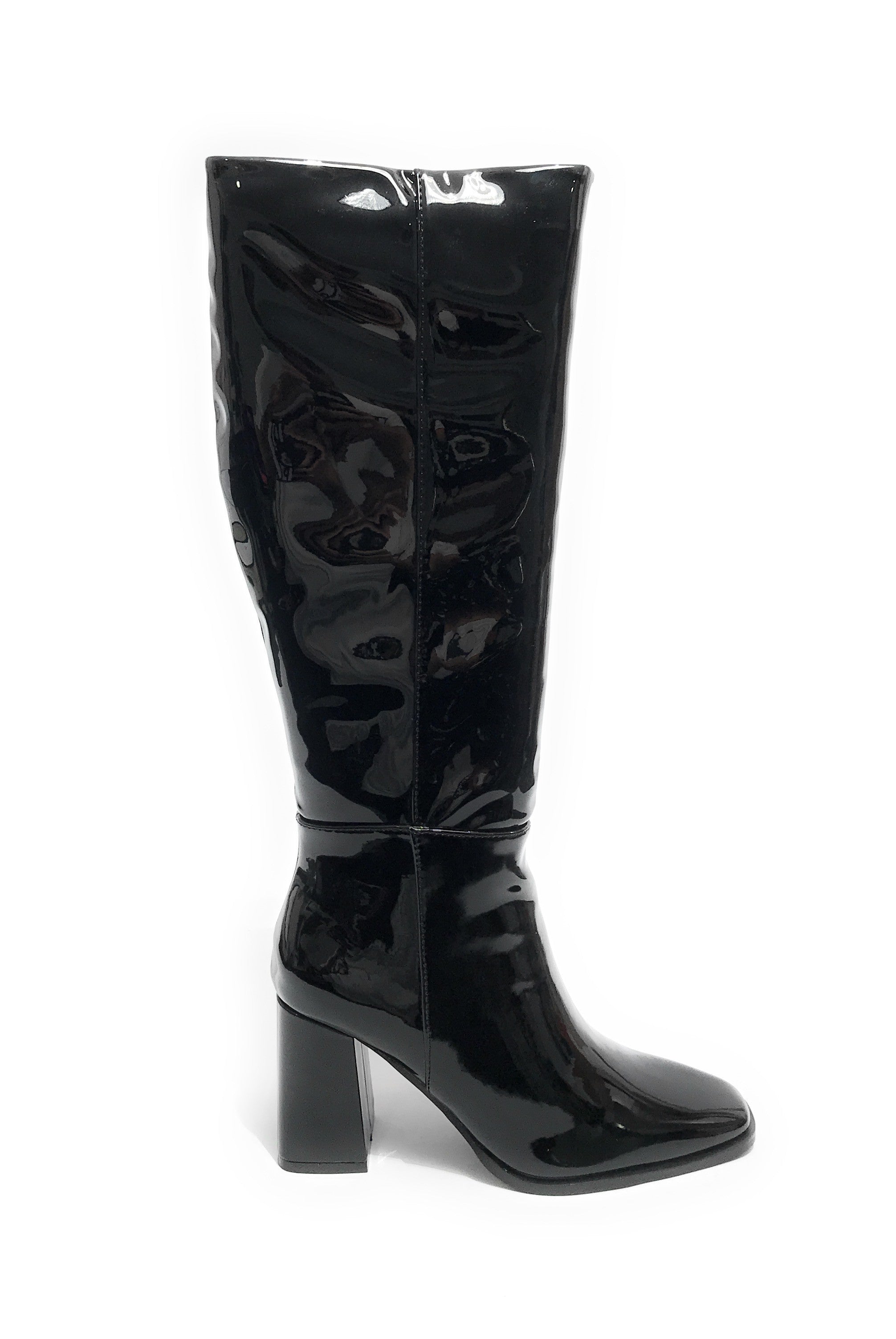 Scarpe donna stivale alto Gold&gold in ecopelle nero vernice D23GG35 GF115