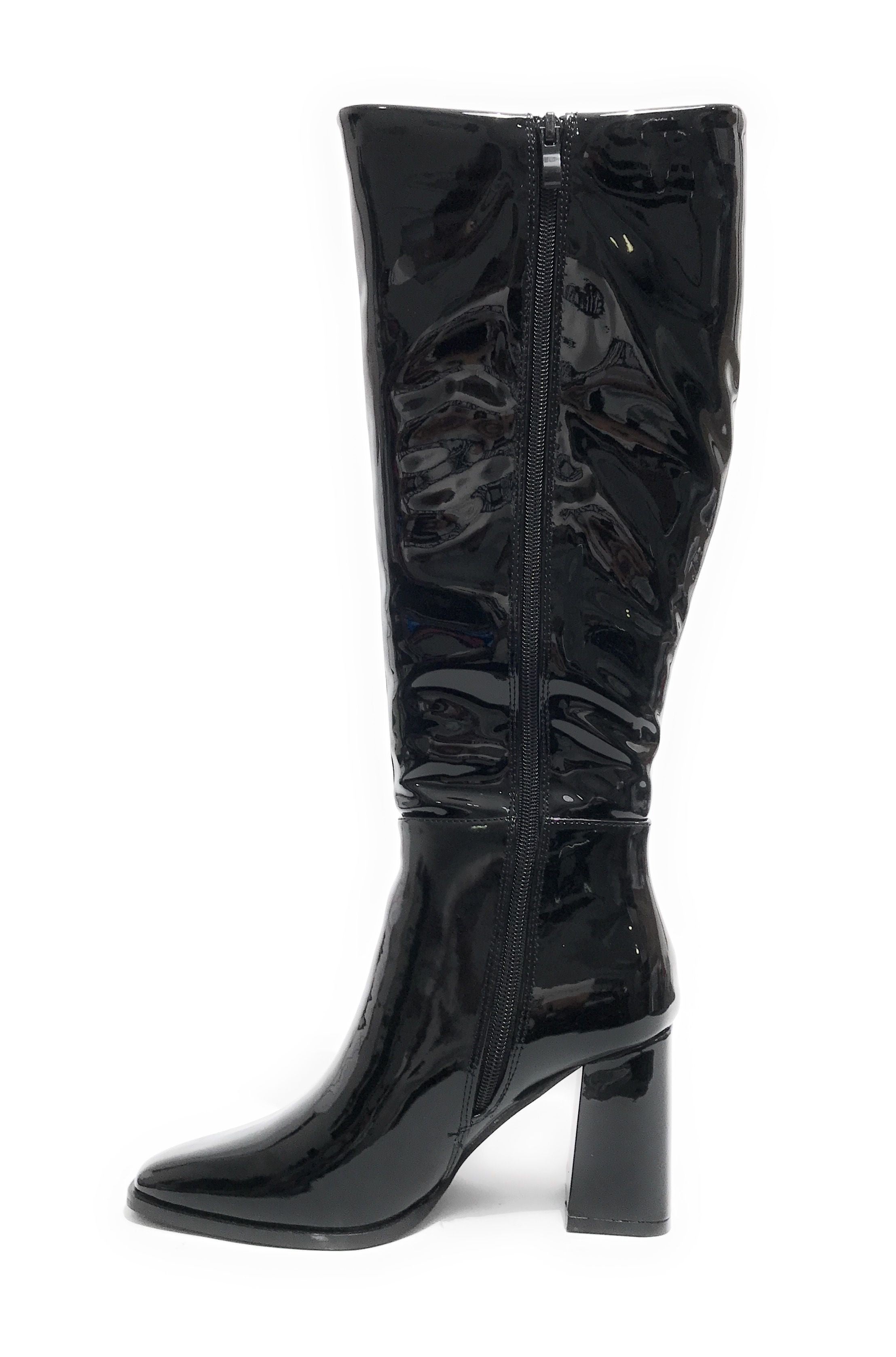 Scarpe donna stivale alto Gold&gold in ecopelle nero vernice D23GG35 GF115