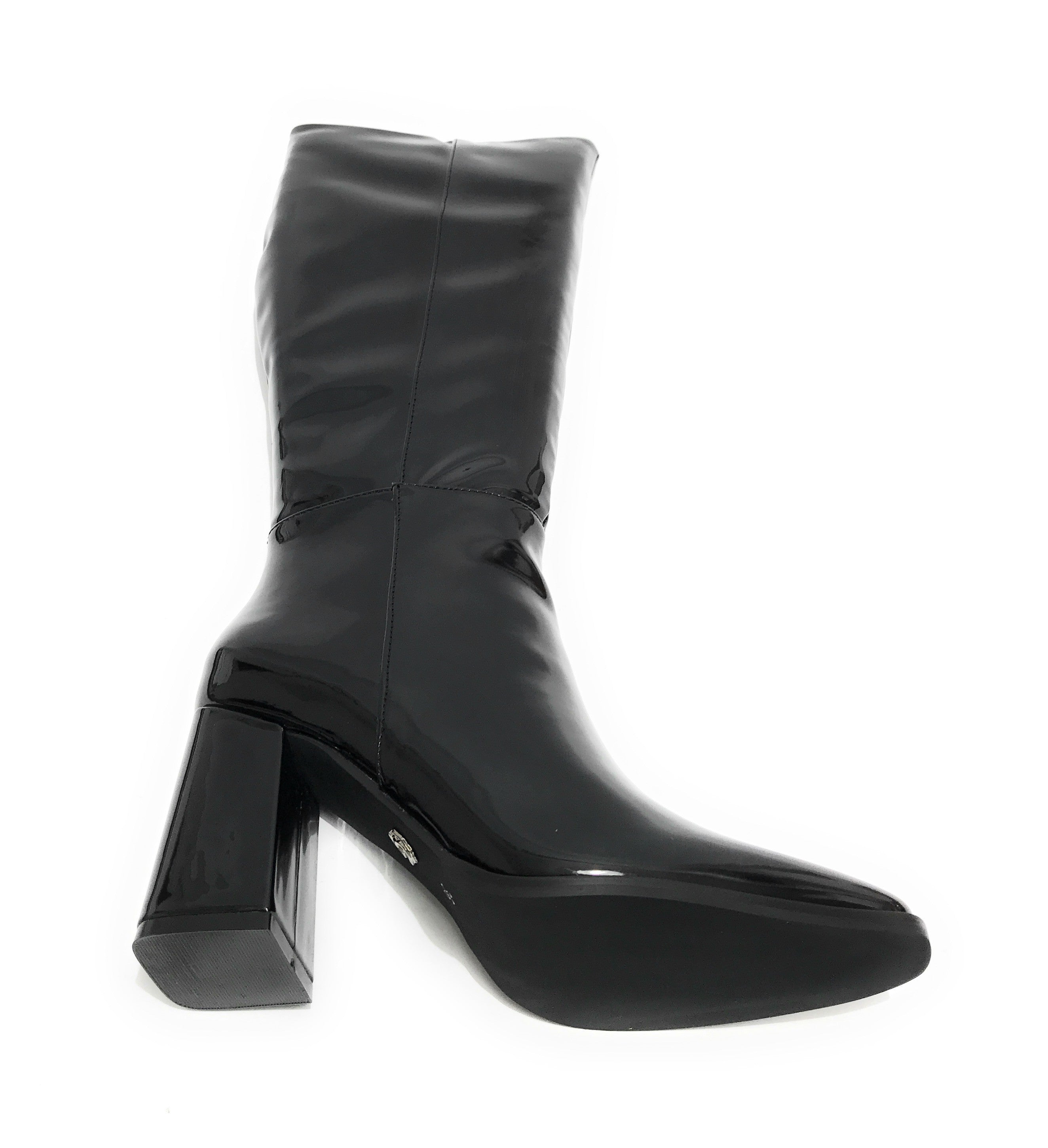 Scarpe donna stivale alto Gold&gold in ecopelle nero vernice D23GG35 GF115