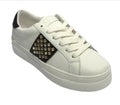 Scarpe donna sneaker Gold&gold ecopelle bianco/ nero con borchie DS22GG01 GB316