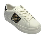 Scarpe donna sneaker Gold&gold ecopelle bianco/ nero con borchie DS22GG01 GB316