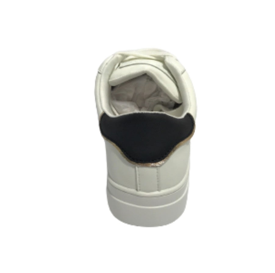 Scarpe donna sneaker Gold&gold ecopelle bianco/ nero con borchie DS22GG01 GB316