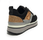Scarpe donna sneaker Gold&gold ecopelle / glitter nero D23GG32 GB521