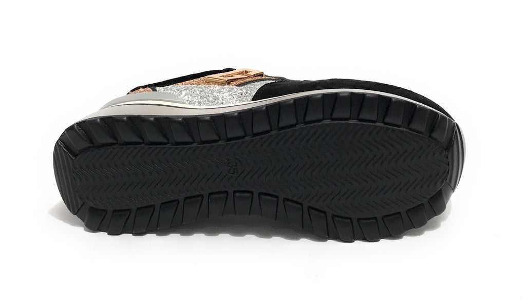 Scarpe donna sneaker Gold&gold ecopelle / glitter nero D23GG32 GB521
