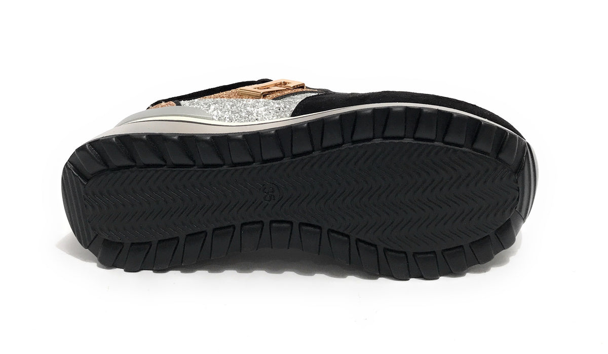 Scarpe donna sneaker Gold&gold ecopelle / glitter nero D23GG32 GB521