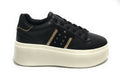 Scarpe donna sneaker Gold&gold a fondo alto in ecopelle nero D23GG06 GB590