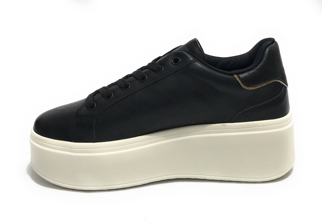 Scarpe donna sneaker Gold&gold a fondo alto in ecopelle nero D23GG06 GB590