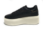 Scarpe donna sneaker Gold&gold a fondo alto in ecopelle nero D23GG06 GB590