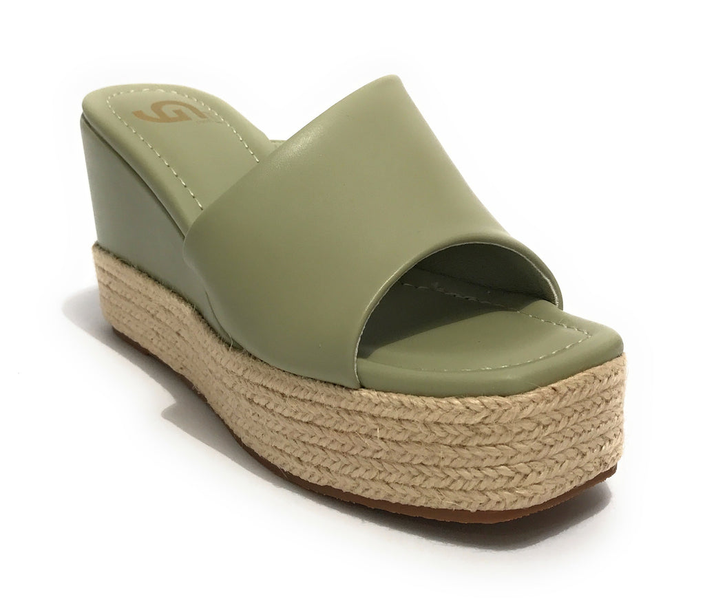 Scarpe donna Gold&gold sandalo con zeppa ecopelle verde DS23GG19 GD689