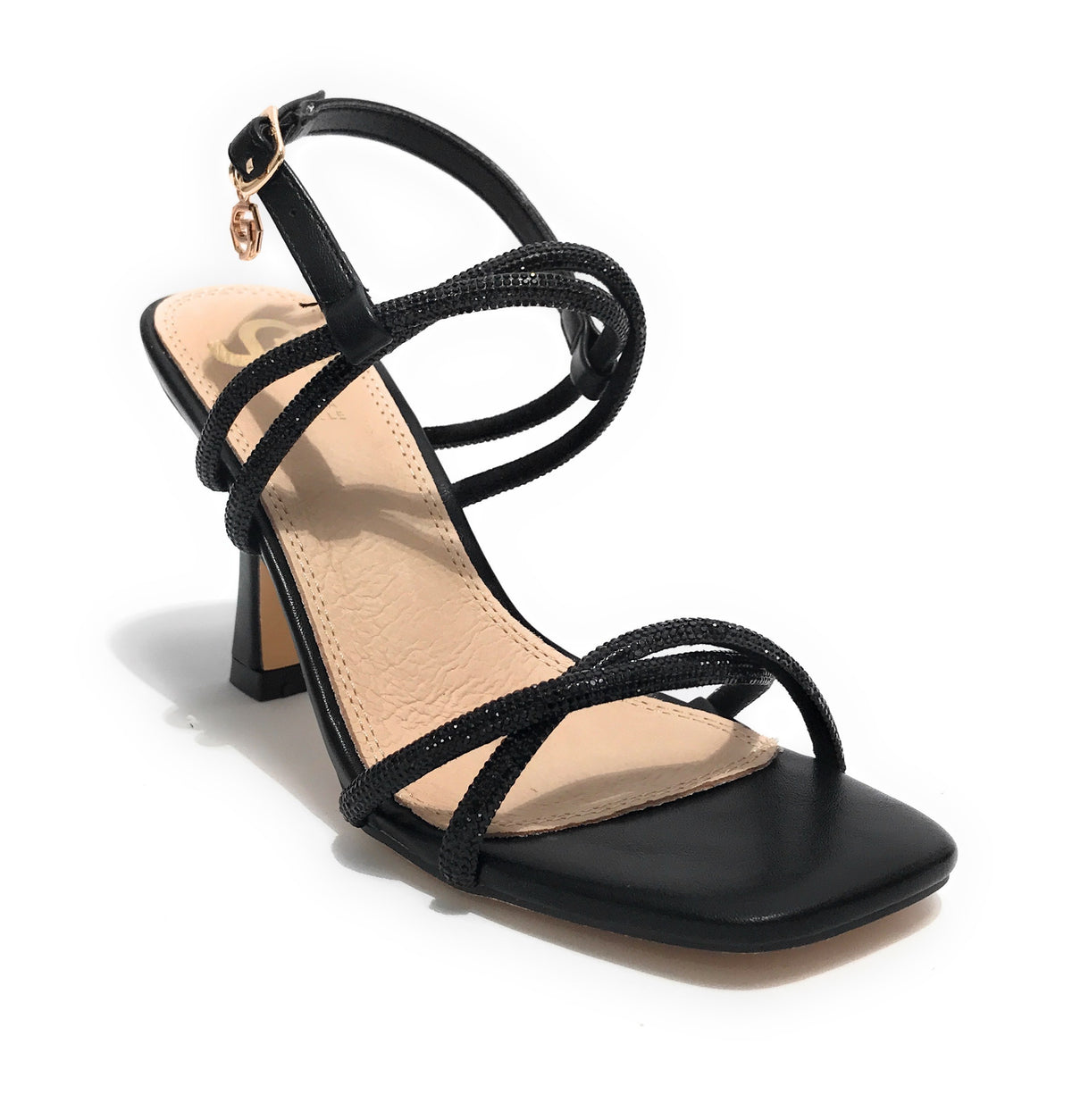 Scarpe donna Gold&gold sandalo con tacco ecopelle/ strass nero DS23GG41 GD772