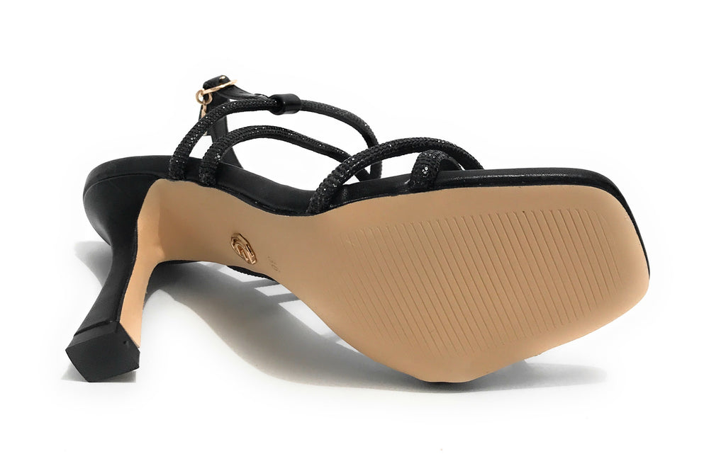 Scarpe donna Gold&gold sandalo con tacco ecopelle/ strass nero DS23GG41 GD772
