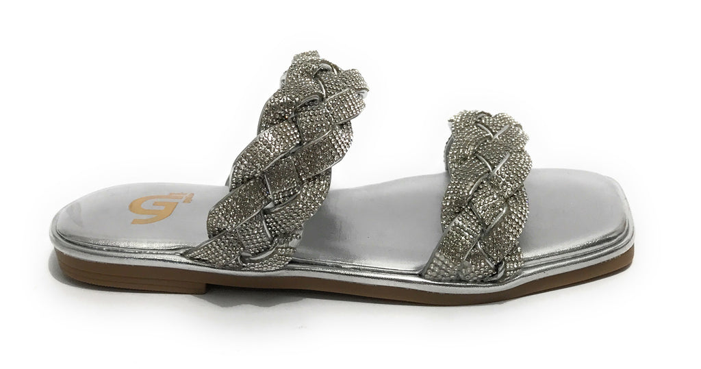 Scarpe donna Gold&gold ciabatta in ecopelle con strass silver DS23GG53 GP23-476
