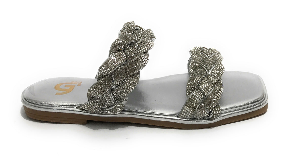 Scarpe donna Gold&gold ciabatta in ecopelle con strass silver DS23GG53 GP23-476