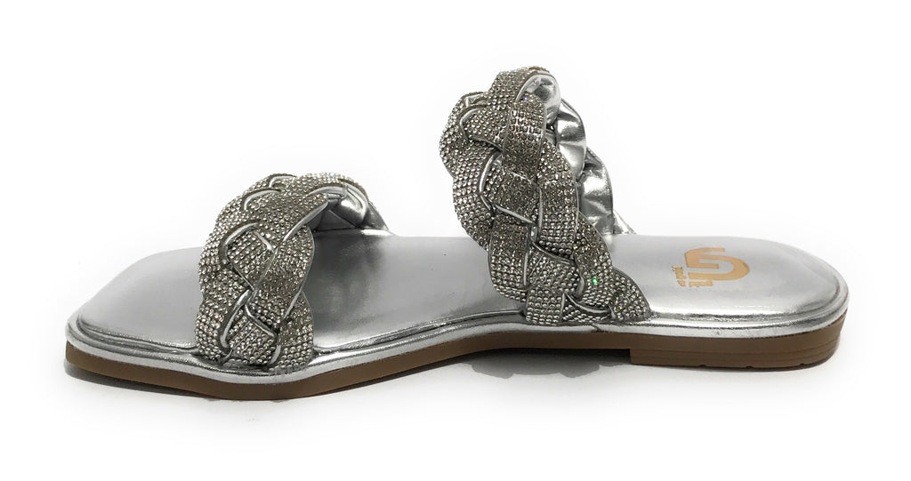 Scarpe donna Gold&gold ciabatta in ecopelle con strass silver DS23GG53 GP23-476