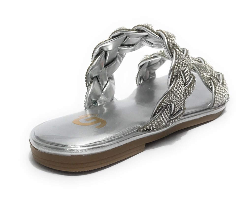Scarpe donna Gold&gold ciabatta in ecopelle con strass silver DS23GG53 GP23-476