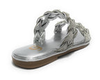 Scarpe donna Gold&gold ciabatta in ecopelle con strass silver DS23GG53 GP23-476