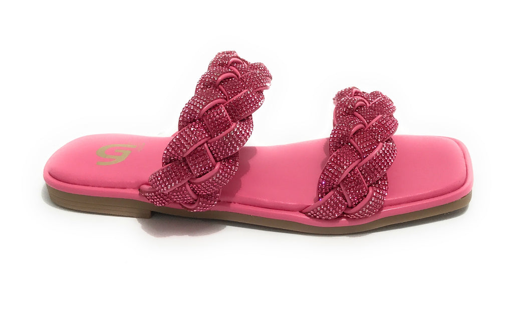 Scarpe donna Gold&gold ciabatta in ecopelle con strass fuxia DS23GG65 GP23-476